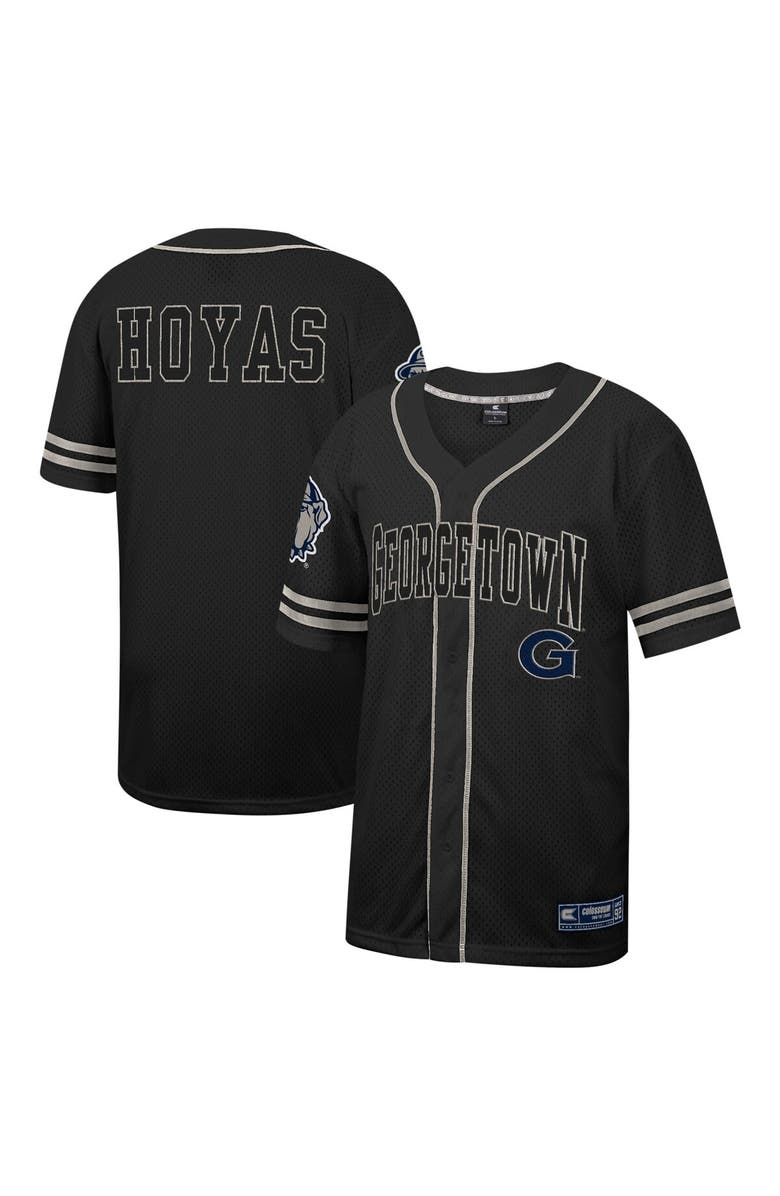 COLOSSEUM Men's Colosseum Black Georgetown Hoyas Free Spirited Mesh Button-Up Baseball Jersey, Main, color, Black
