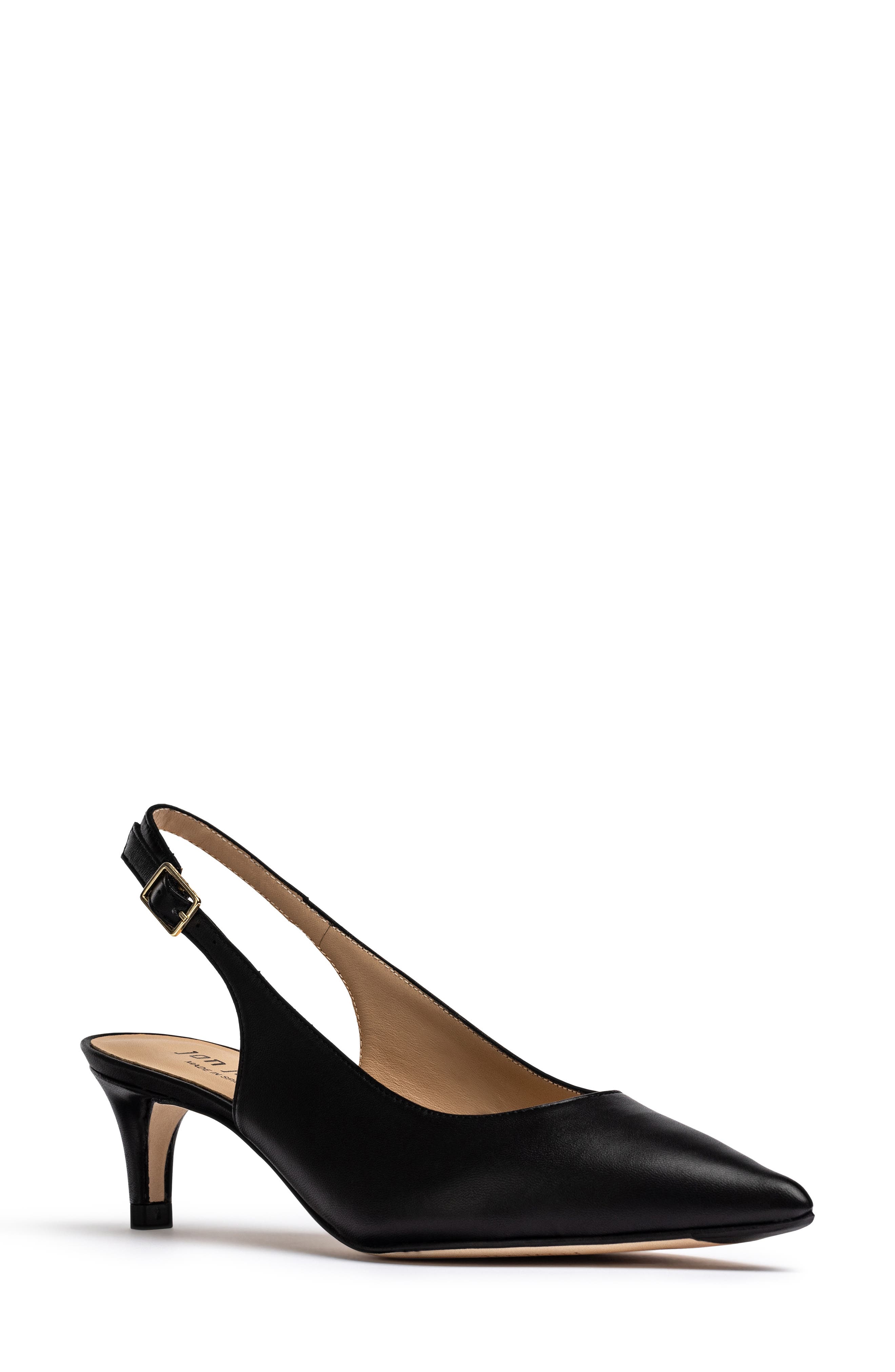Jon Josef Tina Slingback Pointed Toe Pump, Main, color, Black Leather