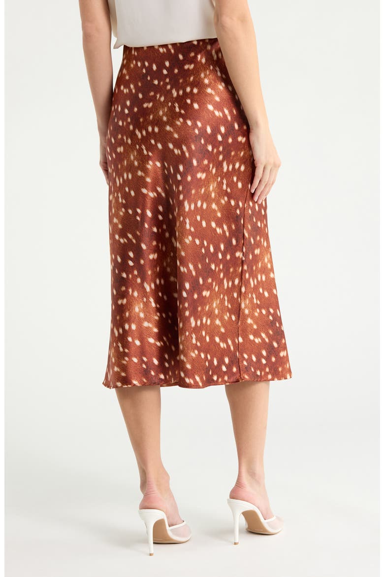 Bambi Satin Midi Skirt, Alternate, color, BROWN/ RUST