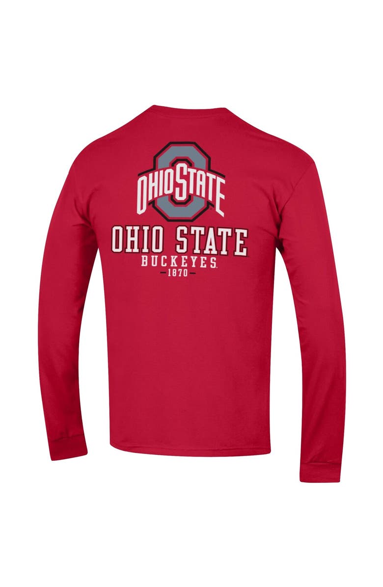 Champion Men's Champion Scarlet Ohio State Buckeyes Team Stack 3-Hit Long Sleeve T-Shirt, Alternate, color, 