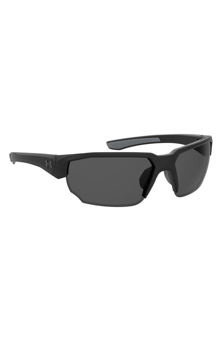 Under Armour 70mm Polarized Oversize Sport Sunglasses, Alternate, color, Matte Black
