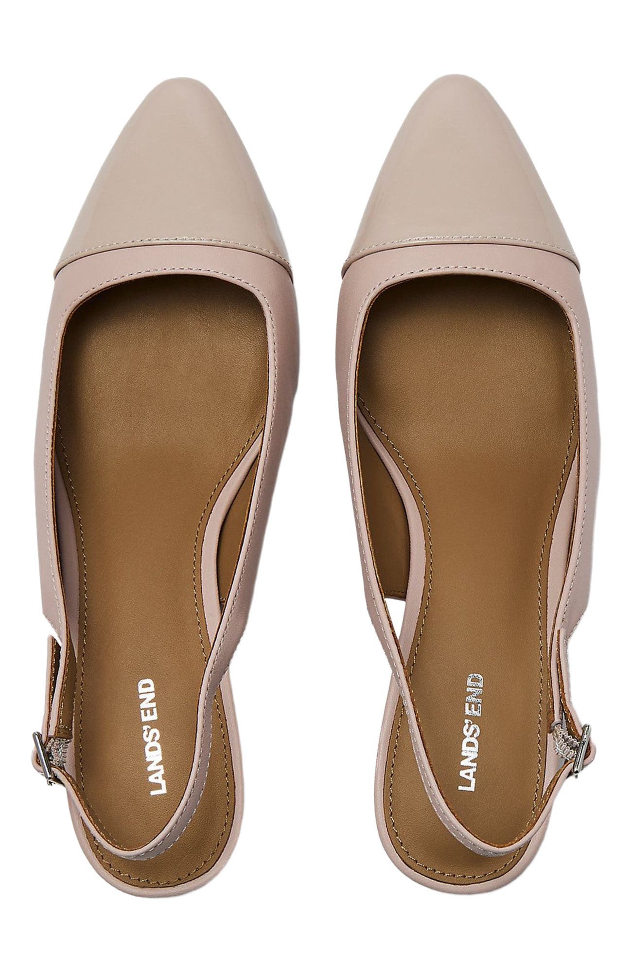 Leather Slingback Cap Toe Kitten Heels, Alternate, color, Faint Blush
