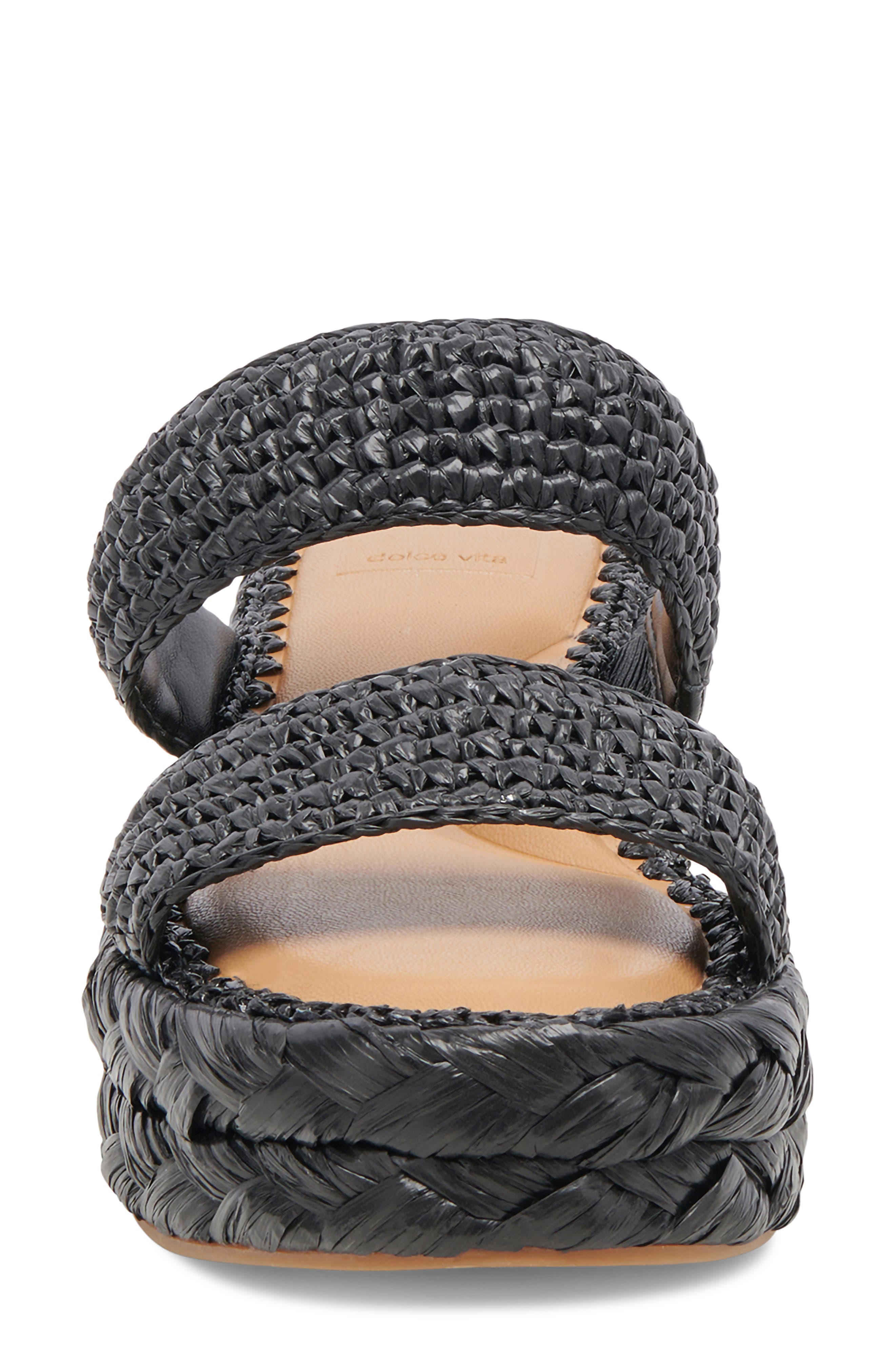 Dolce Vita Corla Braided Platform Slide Sandal, Alternate, color, Onxy Raffia