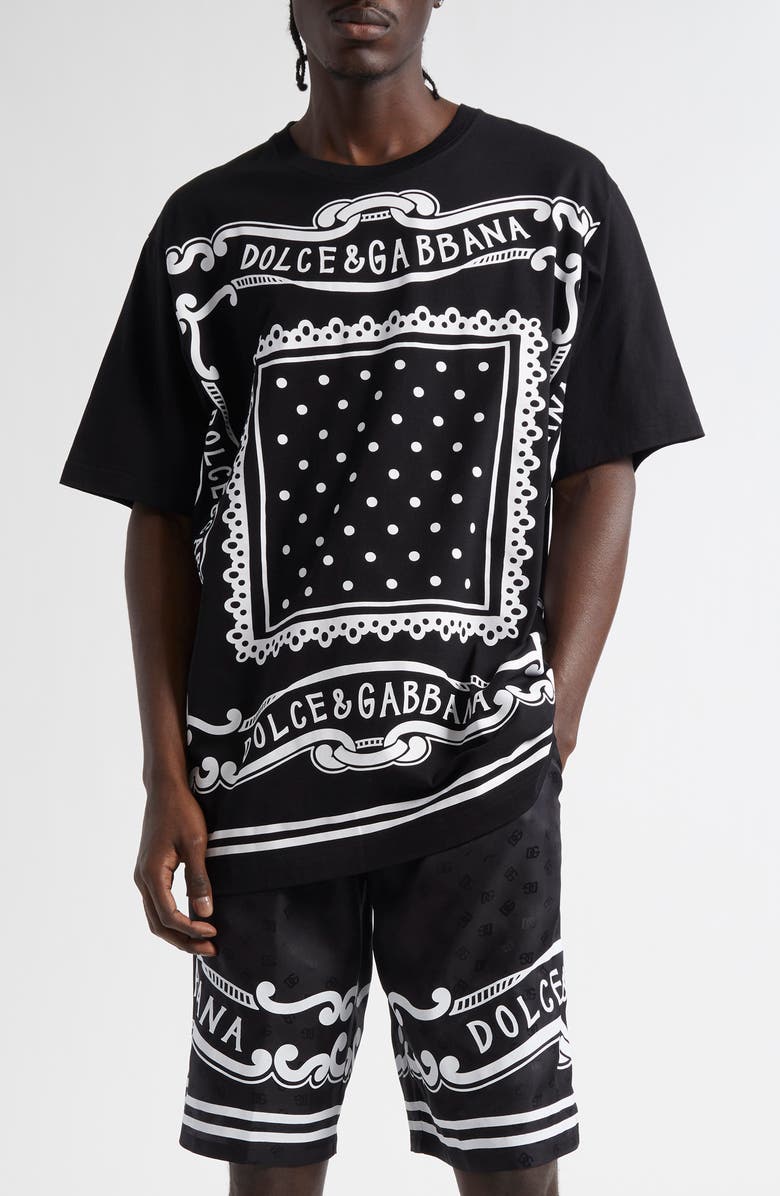 Dolce&Gabbana Bandana Print Cotton T-Shirt, Main, color, N0000 Nero