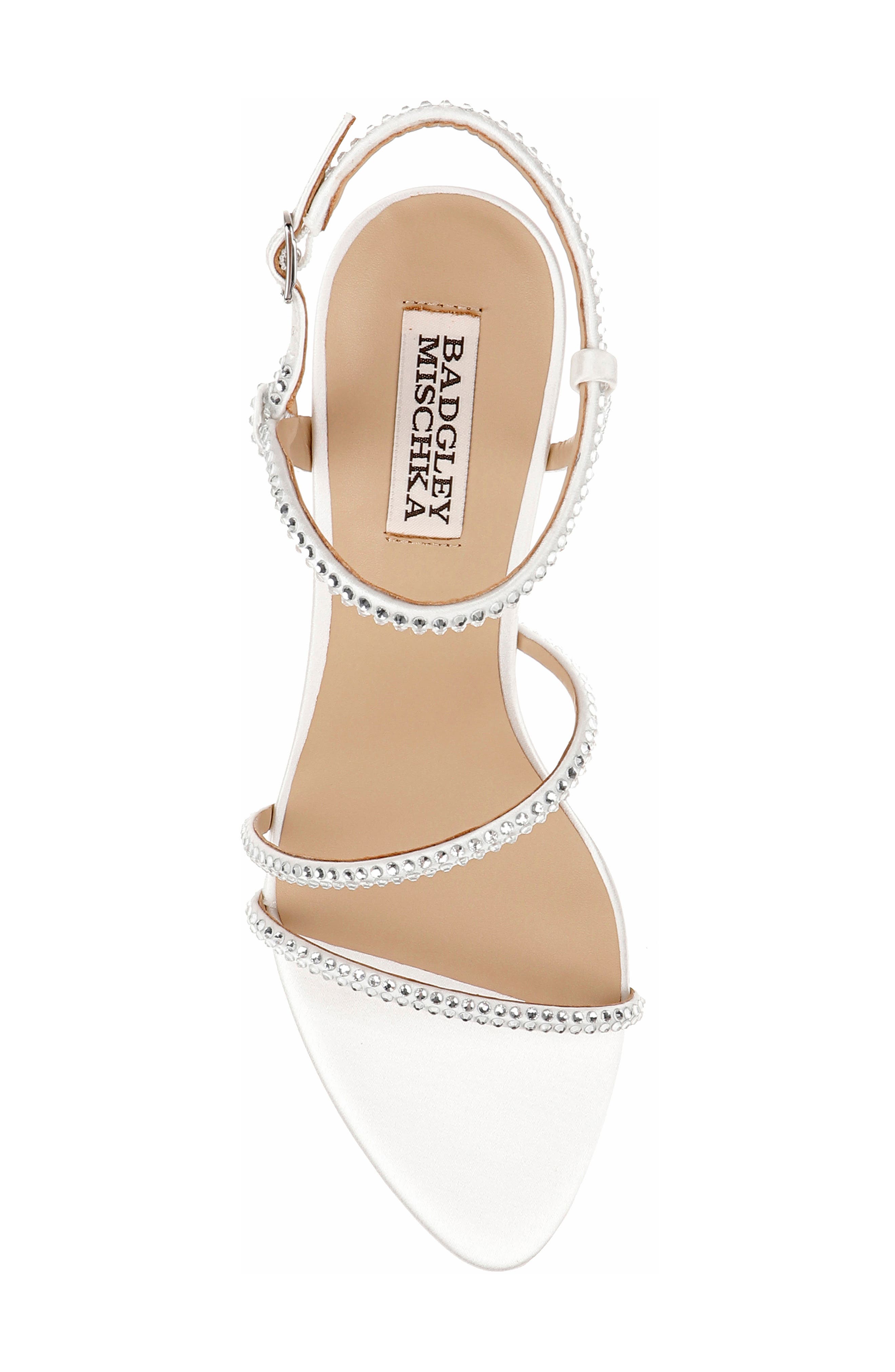 Badgley Mischka Collection Julianna Ankle Strap Sandal, Alternate, color, White Satin