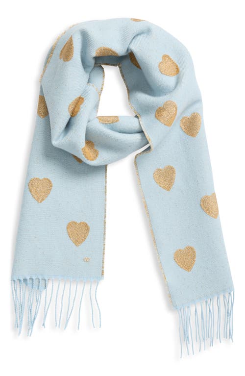 Valentino Garavani Metallic Heart Jacquard Virgin Wool & Cashmere Blend Fringe Scarf In Gold