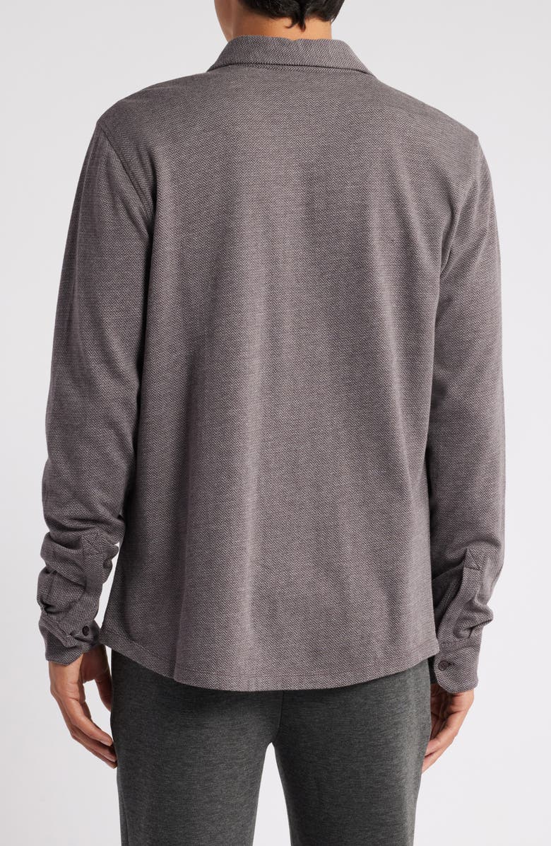 Robert Barakett Shearwood Herringbone Knit Button-Up Shirt, Alternate, color, Port
