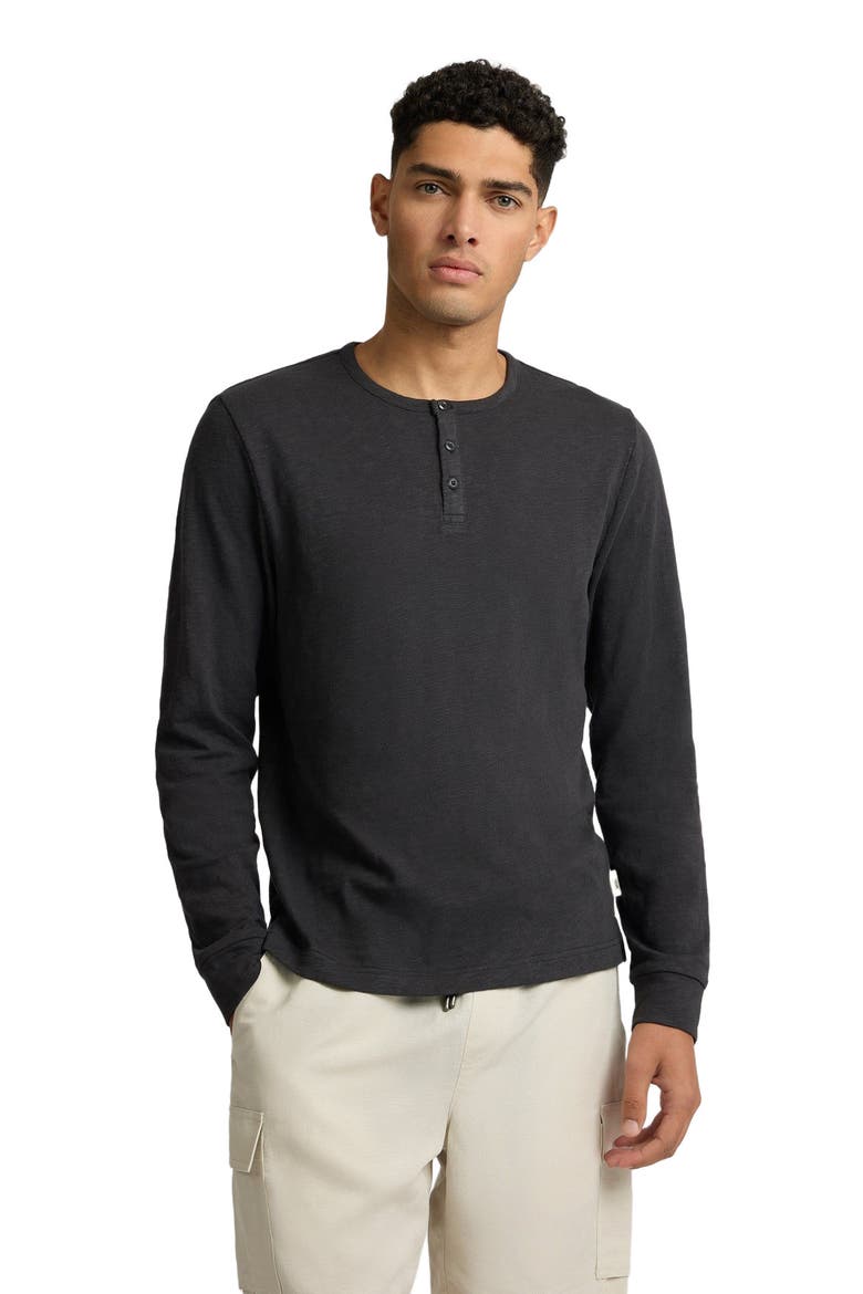 Heavyweight Slub Henley Sweater, Alternate, color, NOIR