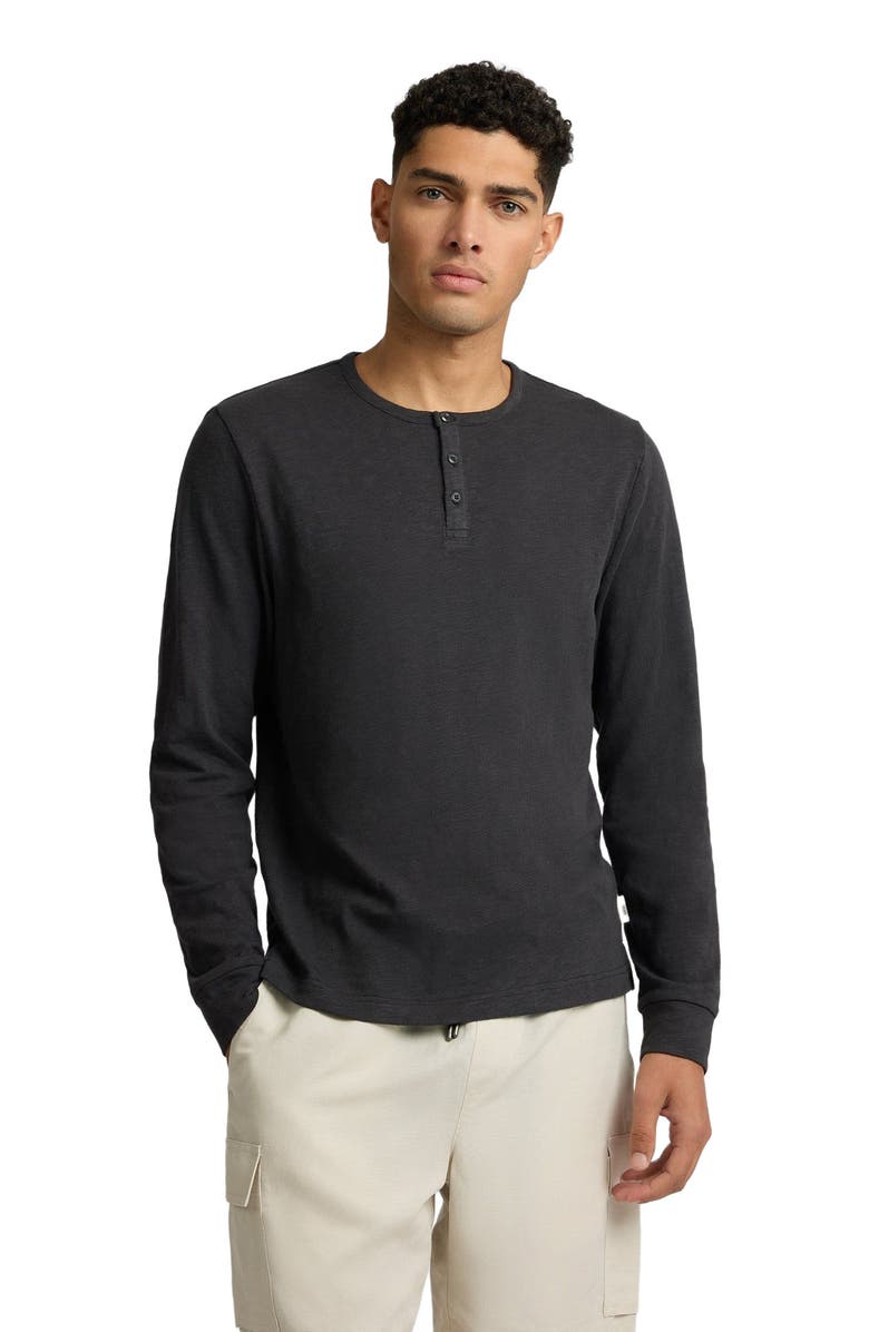 Onia Heavyweight Slub Henley Sweater, Alternate, color, Noir
