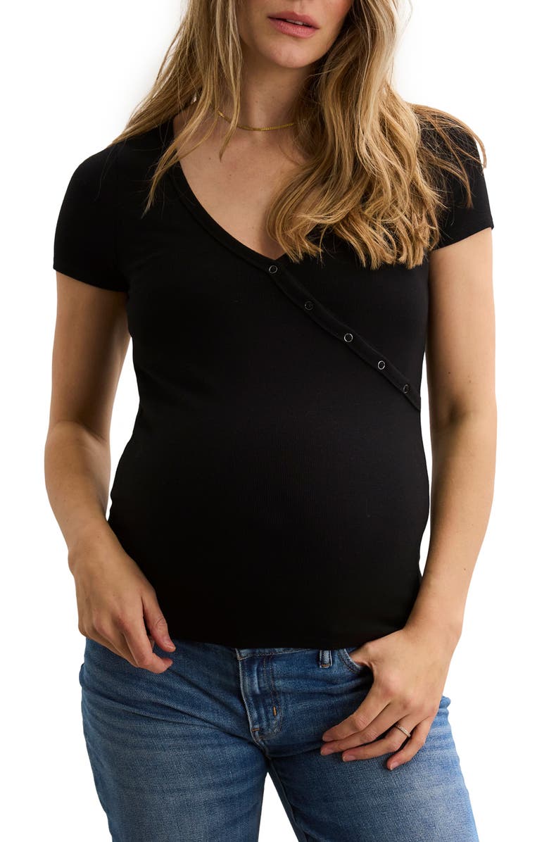 HATCH Collection The Softest Rib Nursing Tee, Main, color, Black