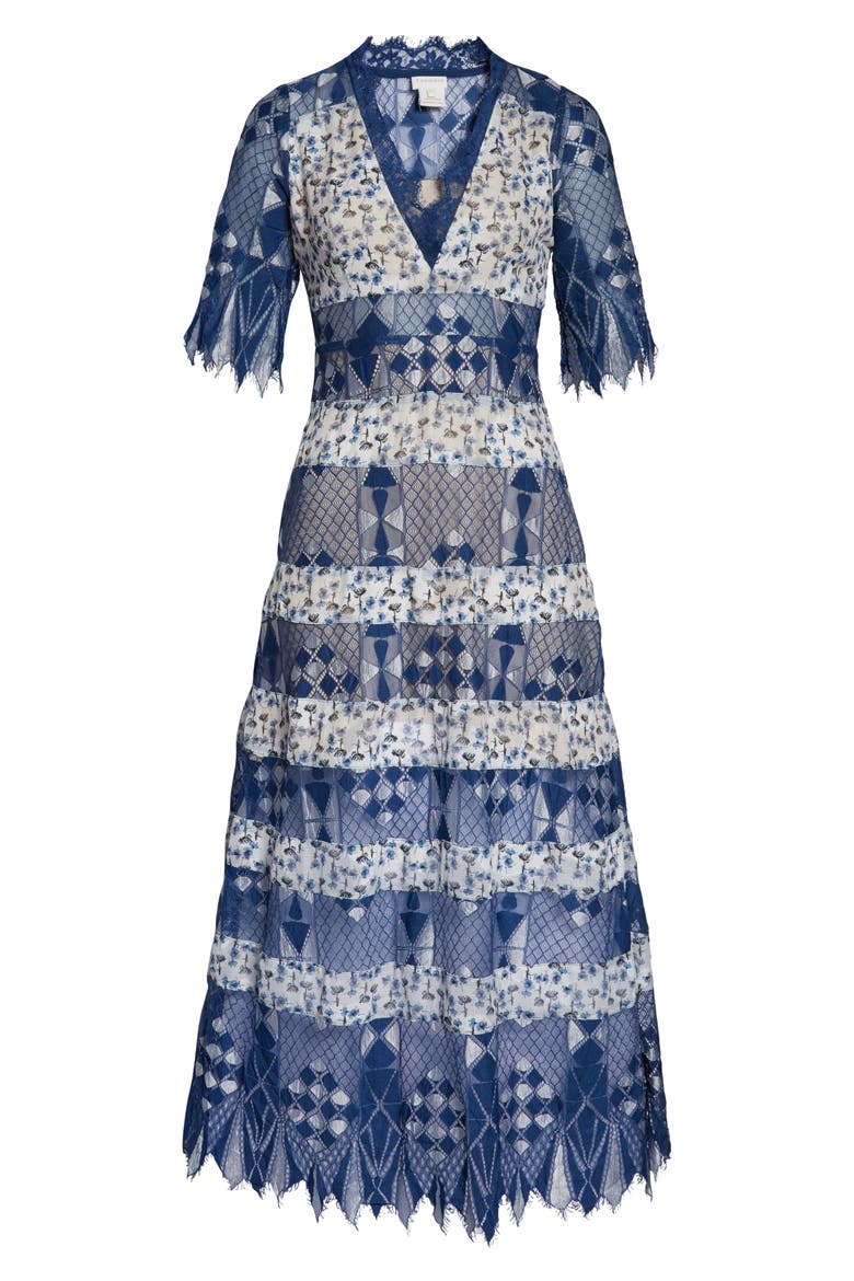 Muriel Mixed Media Dress, Alternate, color, BLUE MULTI