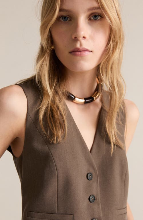 Mango Sleeveless Jumpsuit In Brown