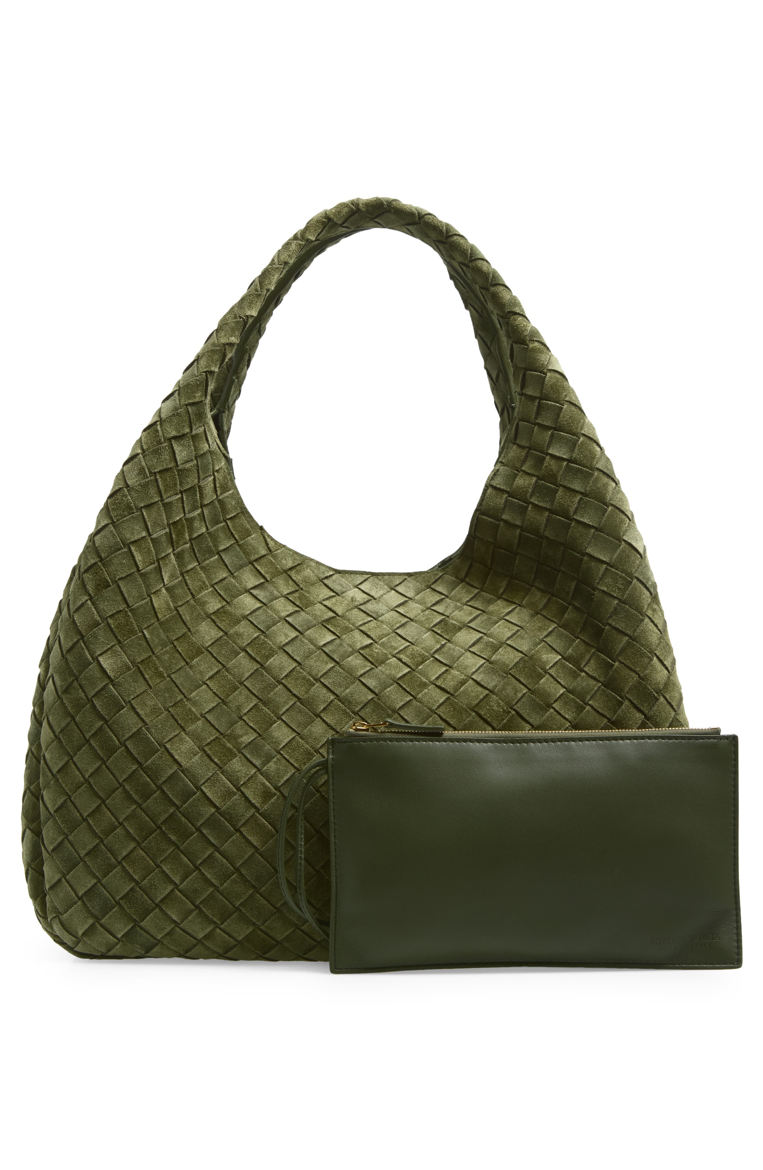 Large Campana Suede Shoulder Bag, Alternate, color, 3783 GREEN TWEED-M BRASS