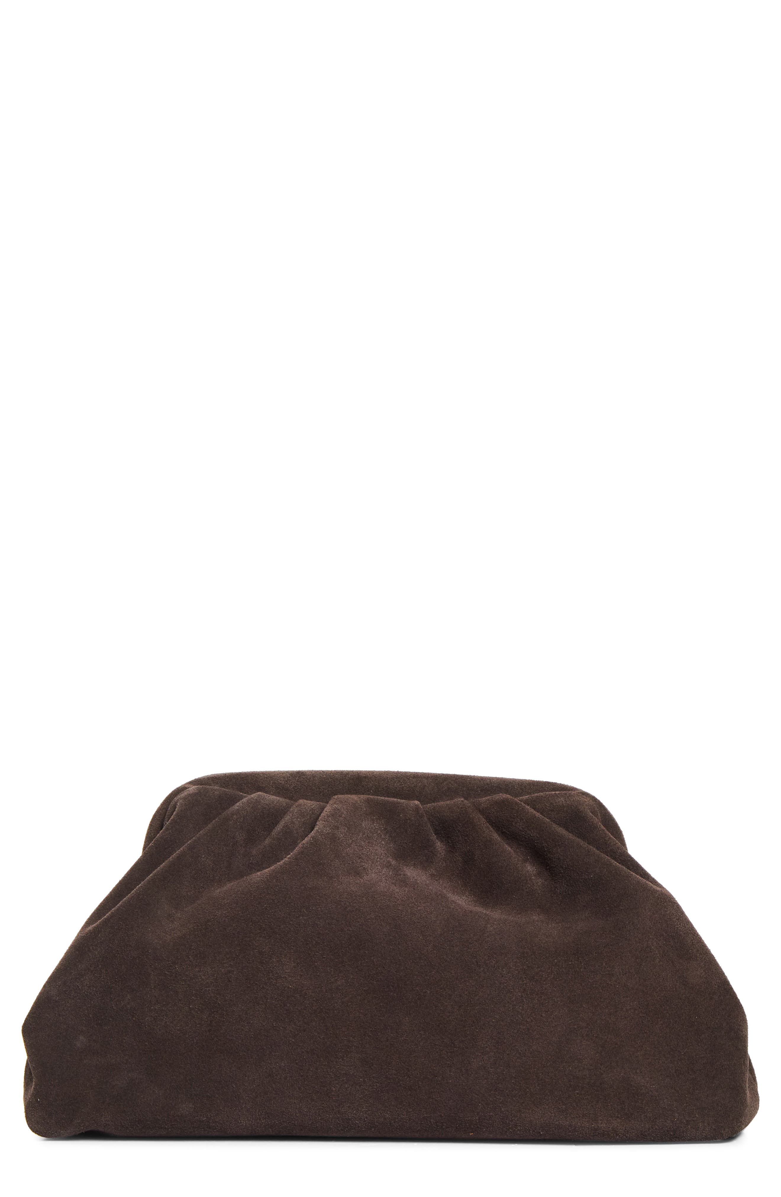 Large Mia Suede Frame Clutch, Main, color, CHOCOLATE