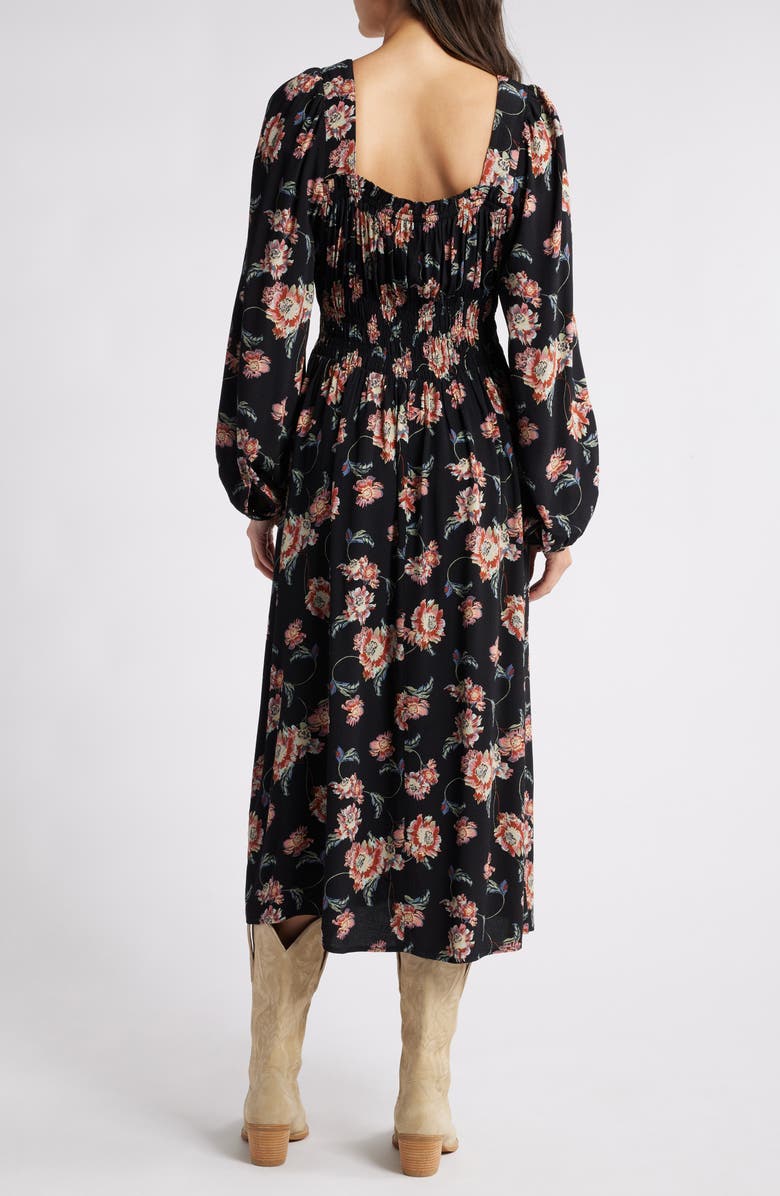 Treasure & Bond Floral Long Sleeve Smock Waist Dress, Alternate, color,