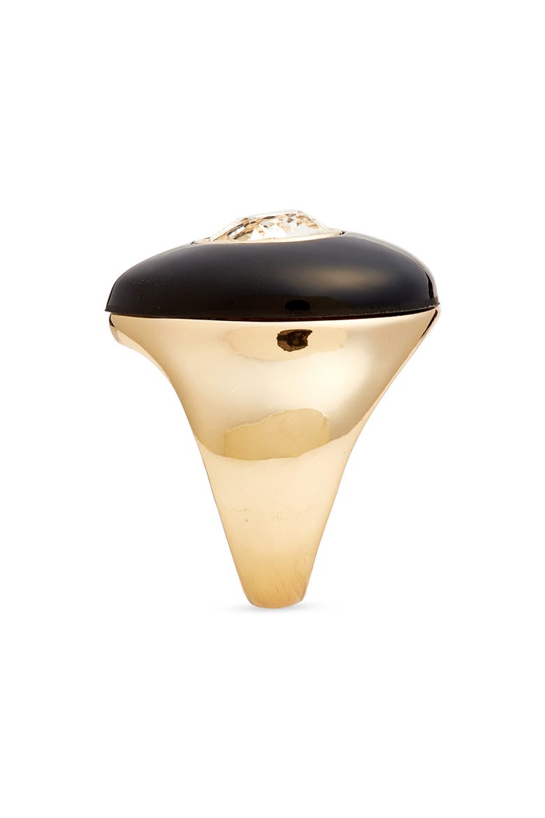 Crystal & Resin Pear Cocktail Ring, Alternate, color, CLEAR- BLACK- GOLD