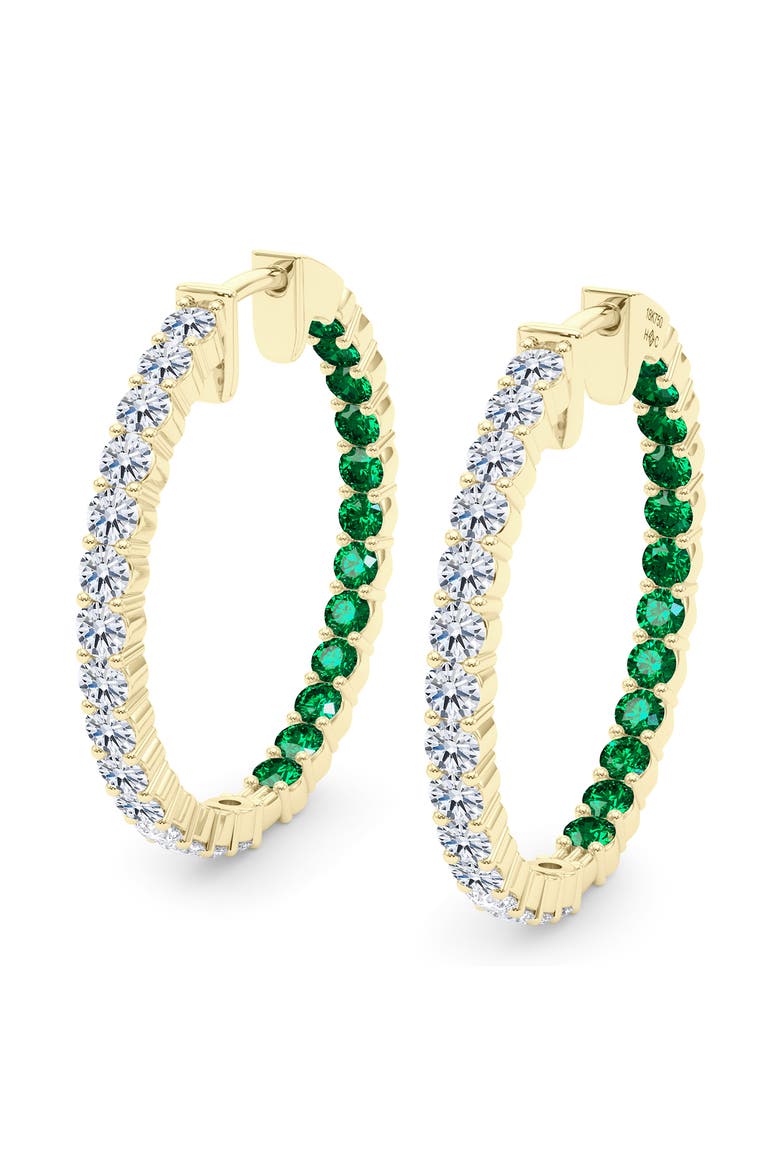 Lab Grown Diamond & Birthstone Inside Out Hoop Earrings, Main, color, 18K YELLOW GOLD