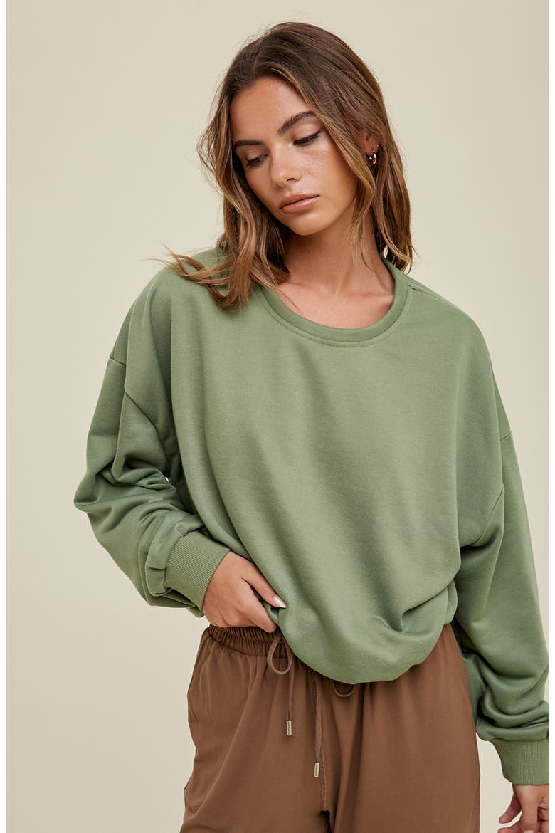 French Terry Bubble Sweatshirt, Alternate, color, PISTACHIO