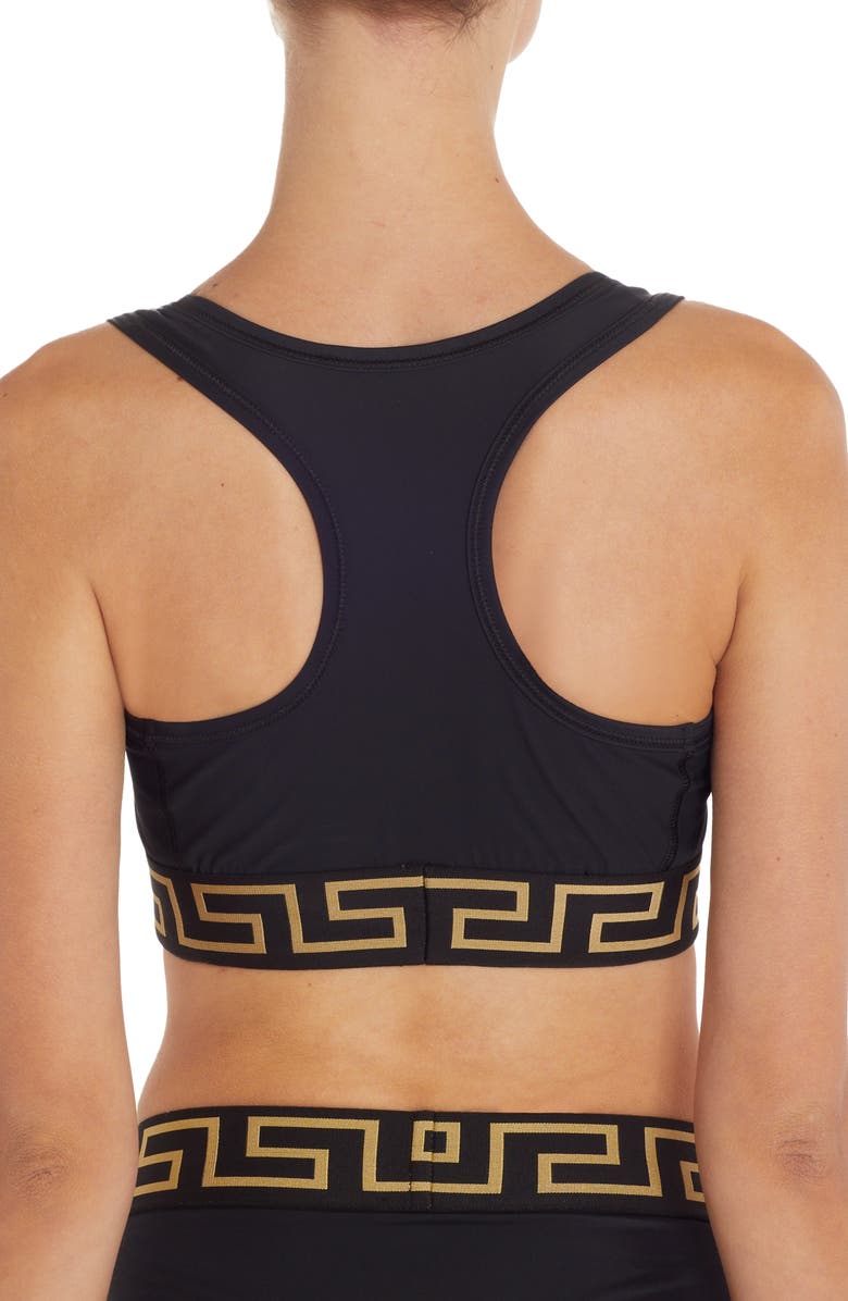 Versace La Greca Trim Sports Bra, Alternate, color, 