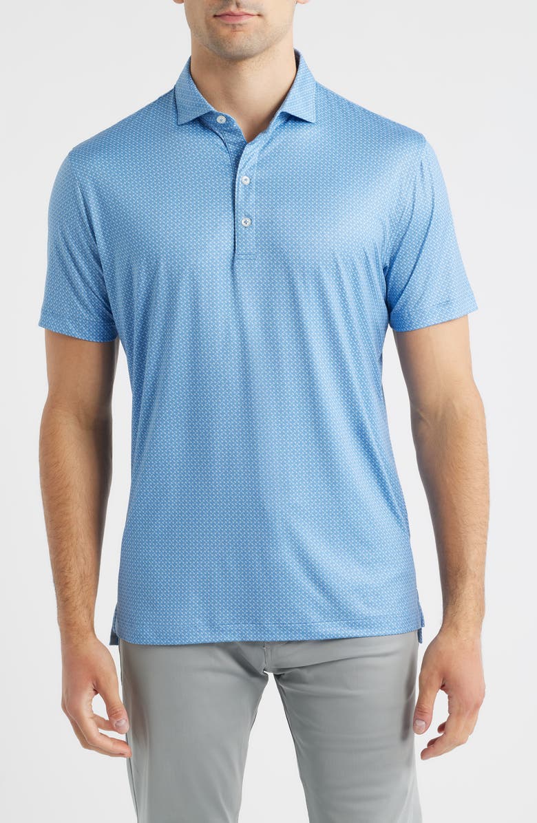 johnnie-O Ralph Geo Print Featherweight Performance Polo, Main, color, Carbon Fiber