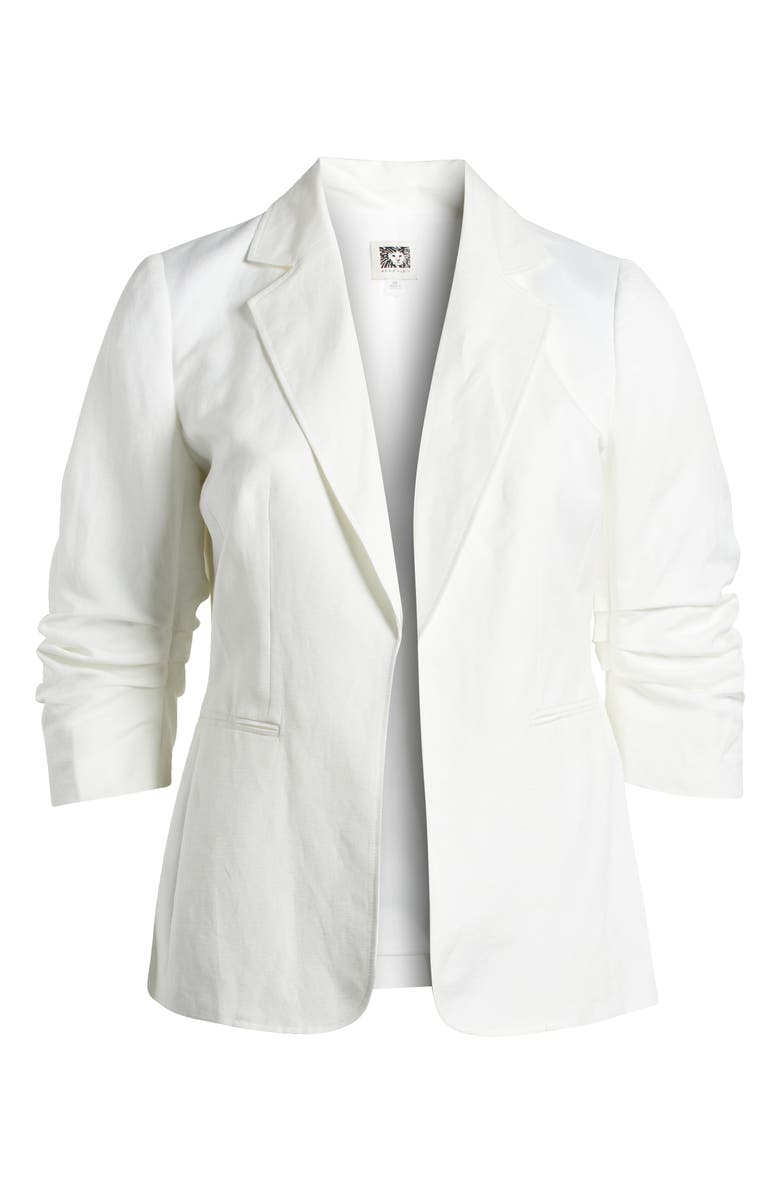 Anne Klein Scrunched Sleeve Linen Blend Blazer, Main, color,
