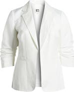 Anne Klein Scrunched Sleeve Linen Blend Blazer