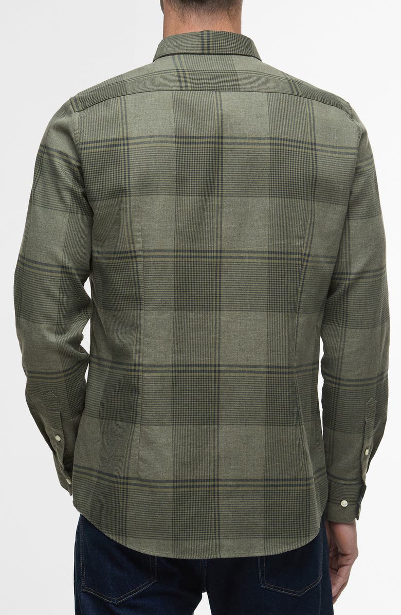 Barbour Heaney Glen Check Cotton Button-Down Shirt, Alternate, color, Olive