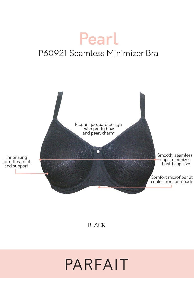Parfait Pearl Non-padded Seamless Minimizer Bra, Alternate, color, Black