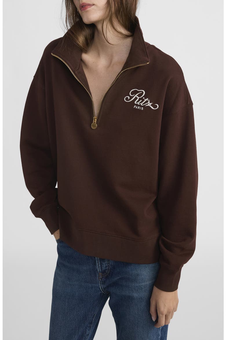 x The Ritz Paris Half Zip Sweatshirt, Alternate, color, CHOCOLATE BROWN
