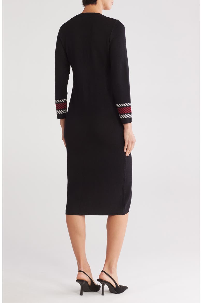 Plaid Long Sleeve Body-Con Sweater Dress, Alternate, color, RED/ WHITE/ BLACK
