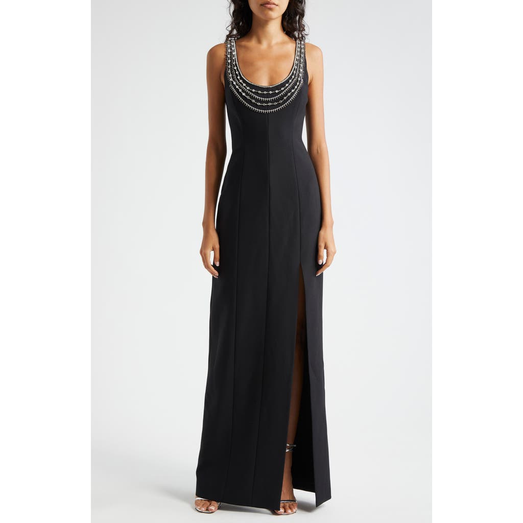 Cinq À Sept April Bead Detail Scoop Neck Gown In Black
