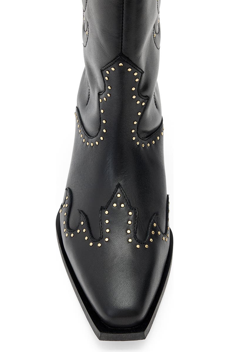 AllSaints Dolly Studded Western Boot, Alternate, color, Black