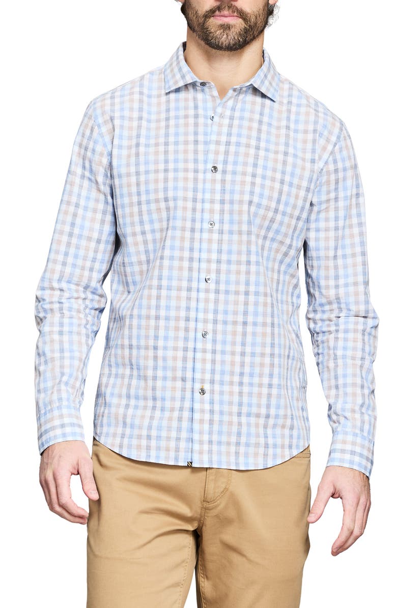Billy Reid Hutcheson Tattersall Plaid Button-Up Shirt, Main, color, Blue Multi
