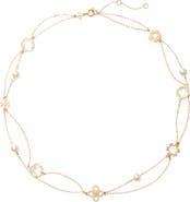 Tory Burch Kira Clover Mother-of-Pearl Charm Layered Necklace