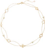 Tory Burch Kira Clover Mother-of-Pearl Charm Layered Necklace