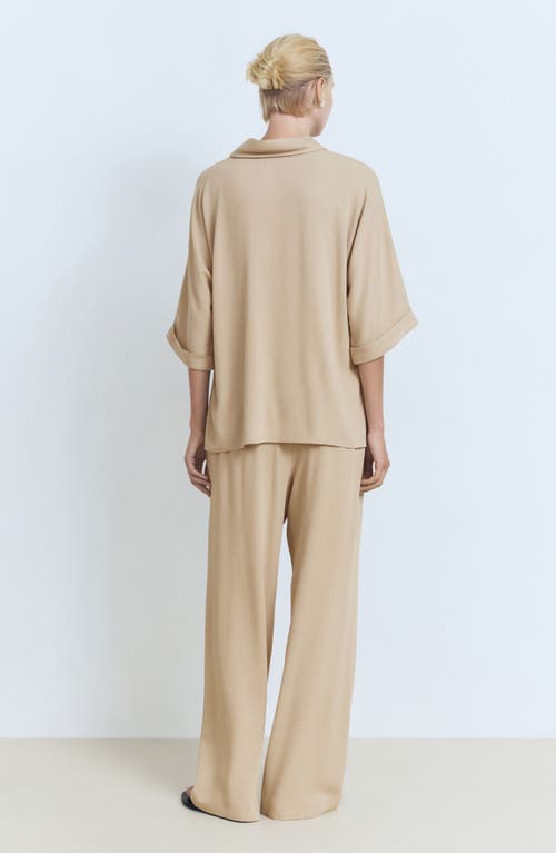 Mango Pull On Wide Leg Pants In Neutral