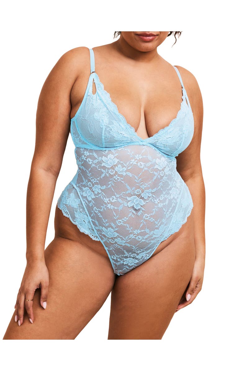 Adore Me Julianna Bodysuit Lingerie, Main, color, Light Blue