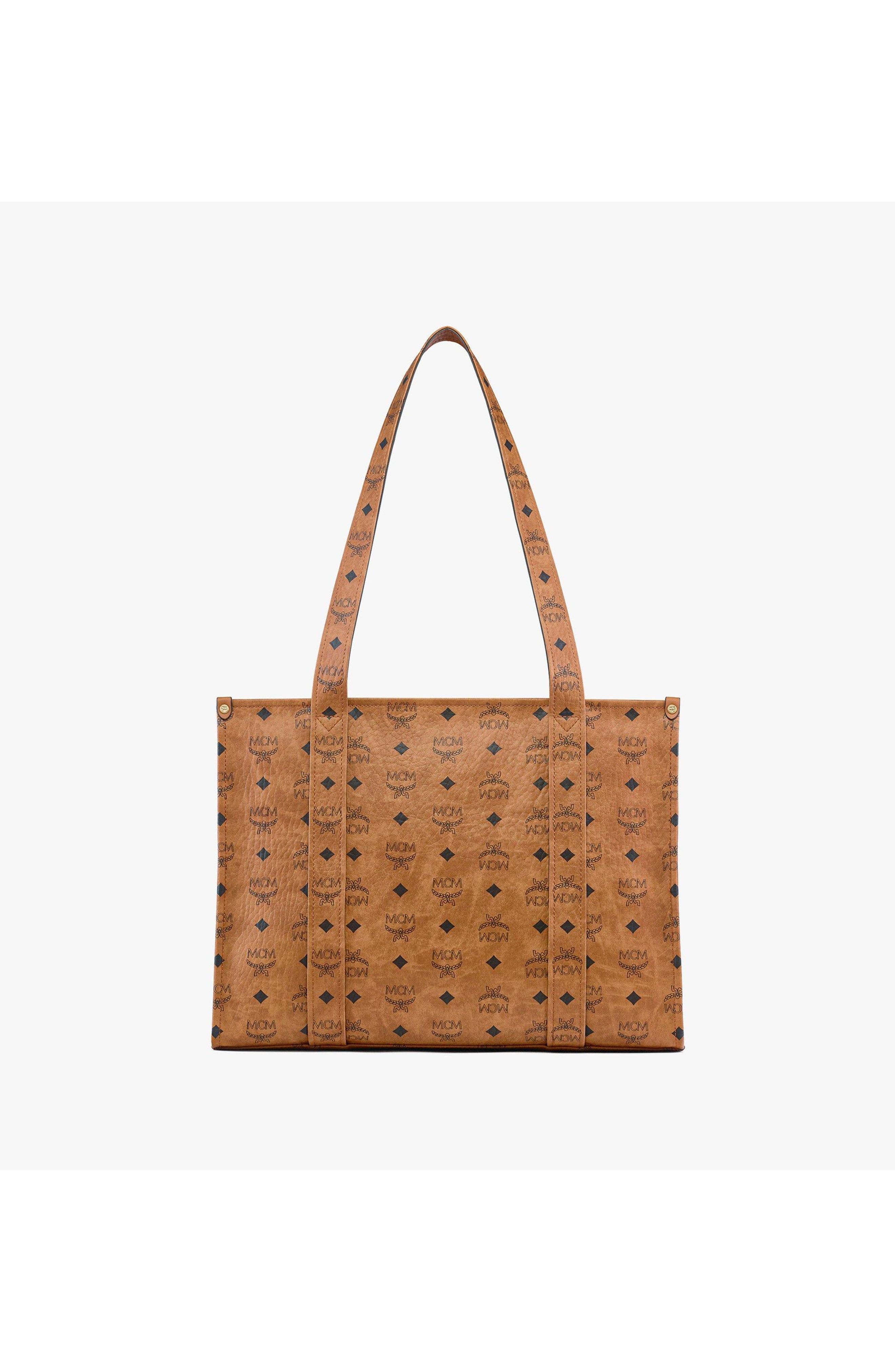 Large Aren School Bag Tote in Visetos, Alternate, color, Cognac