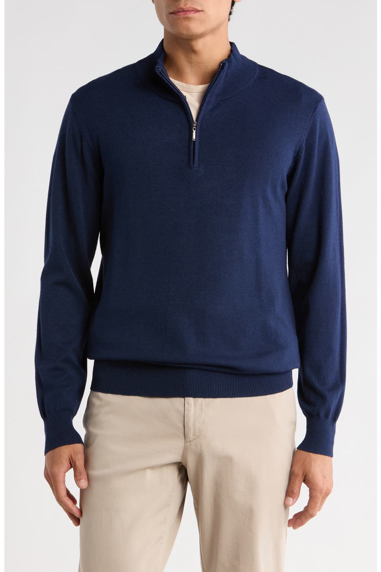 Slim Fit Quarter Zip Sweater, Main, color, NAVY