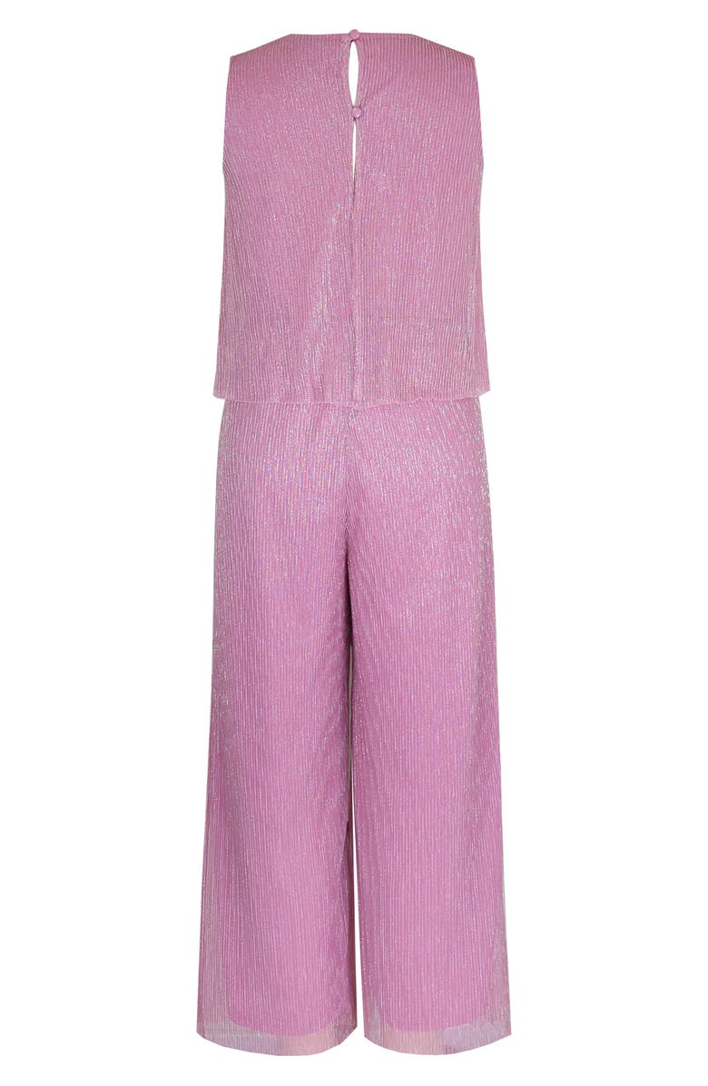 Zunie Kids' Metallic Plissé Jumpsuit, Alternate, color, Pink