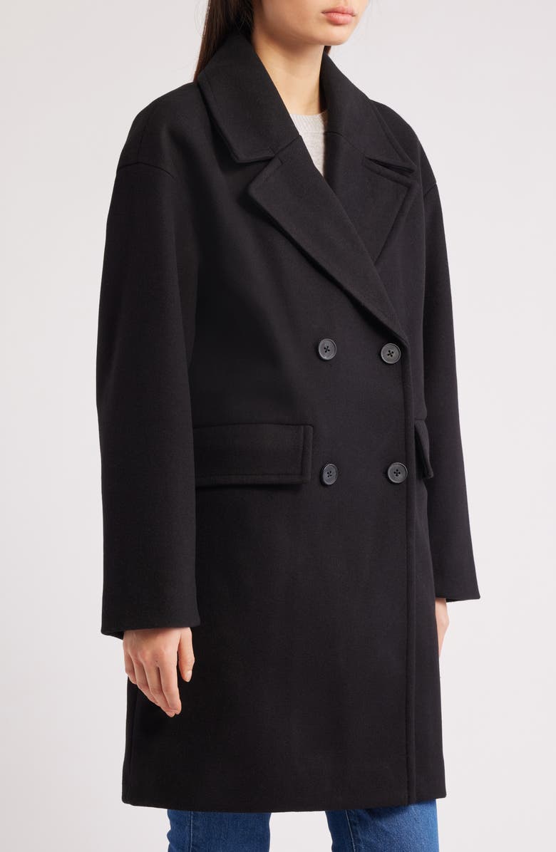 Lucky Brand Boxy Double Breasted Coat, Alternate, color, Black