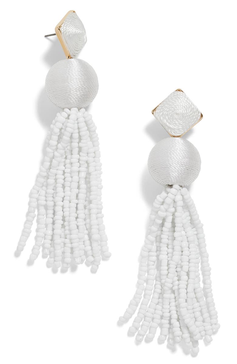 BaubleBar Azura Beaded Tassel Earrings, Main, color, 