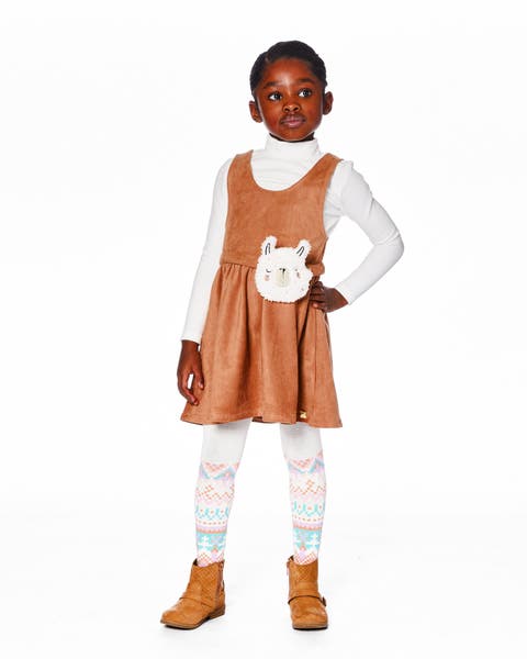 Stretch Suede Effect Jumper with Llama Bag (Toddler & Little Kid)