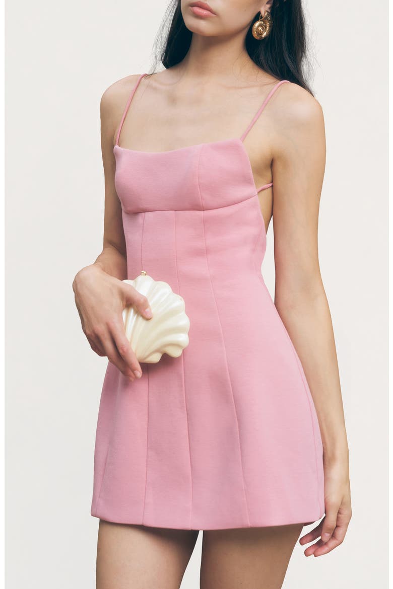 Rhea Scoop Back Ponte Minidress, Alternate, color, PINK