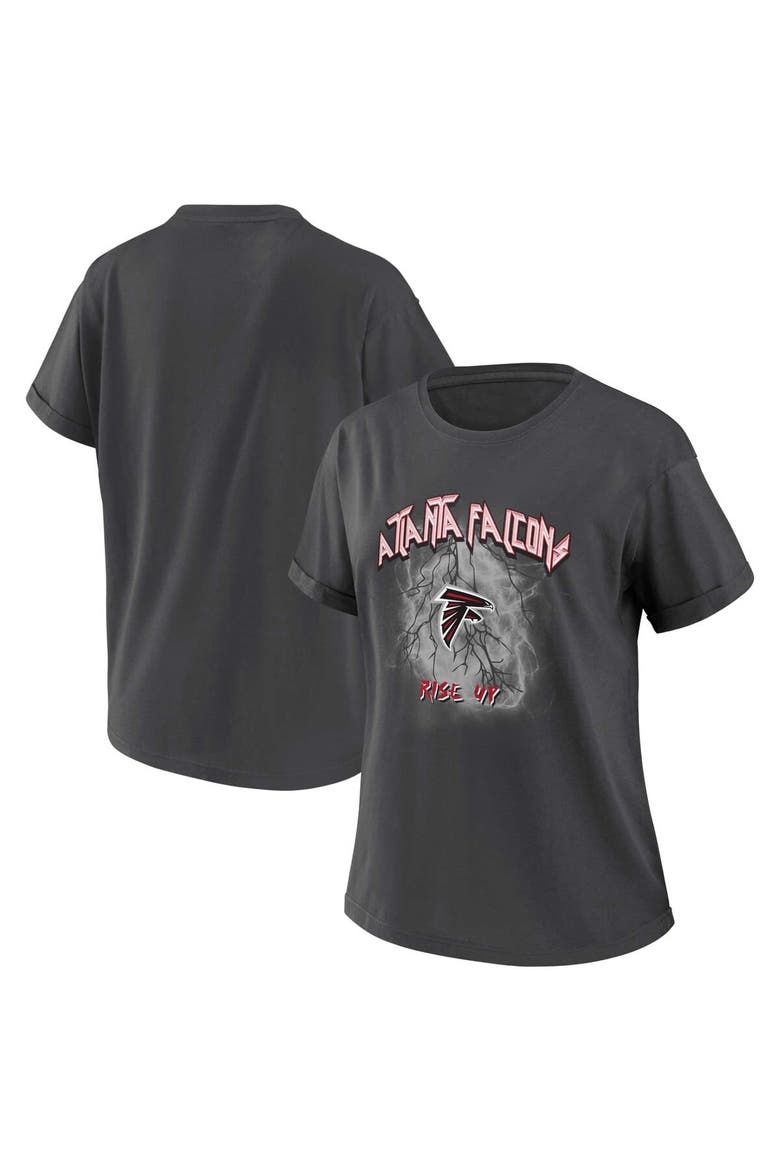 Women's WEAR by Erin Andrews Charcoal Atlanta Falcons Boyfriend T-Shirt, Main, color, Charcoal