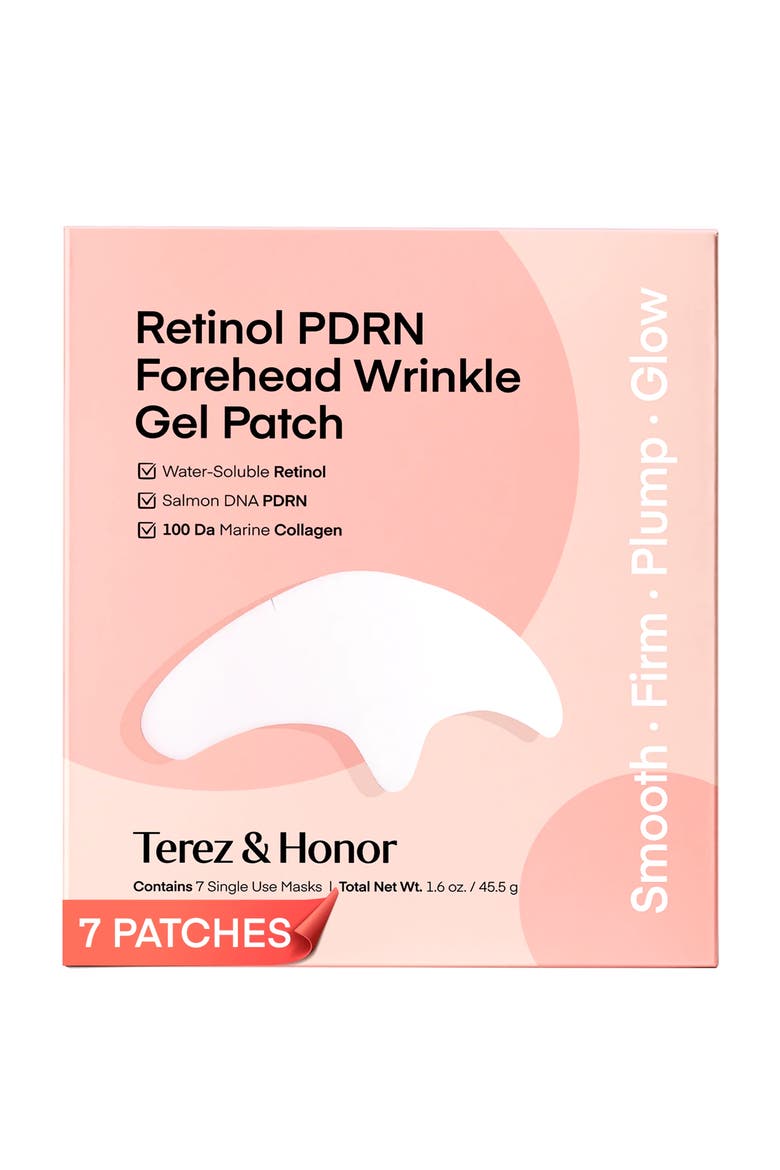 Retinol PDRN Forehead Wrinkle Gel Patch, Main, color, Pink