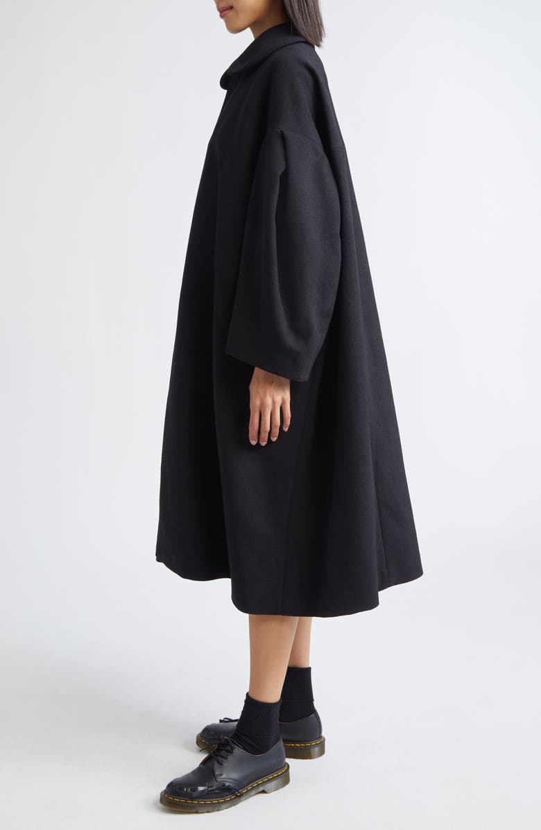 Comme des Garçons Comme des Garçons Peter Pan Collar Oversize Crepe Overcoat, Alternate, color, Black