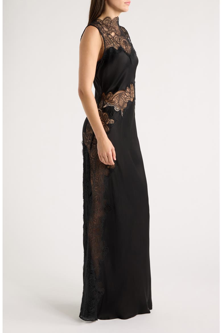 Jamila Lace Trim Gown, Alternate, color, BLACK