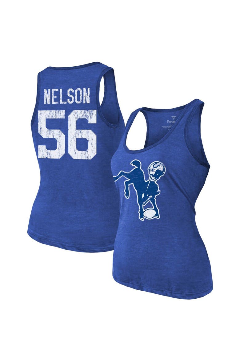 Women's Majestic Threads Quenton Nelson Heathered Royal Indianapolis Colts Name & Number Tri-Blend Tank Top, Main, color, Royal