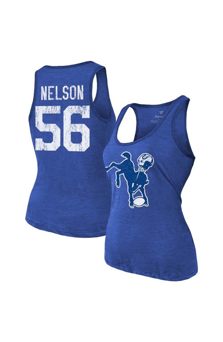 Majestic Threads Women's Majestic Threads Quenton Nelson Heathered Royal Indianapolis Colts Name & Number Tri-Blend Tank Top, Main, color, 